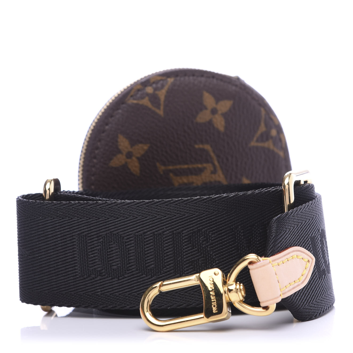 LOUIS VUITTON Nylon Monogram Strap with Coin Purse Black 616559