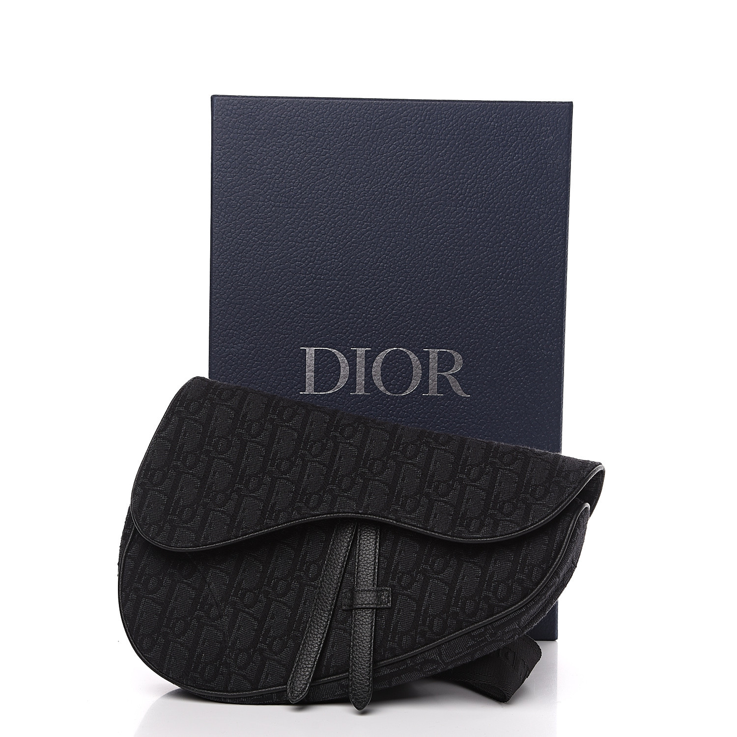 CHRISTIAN DIOR Oblique Mens Saddle Bag Black 557012