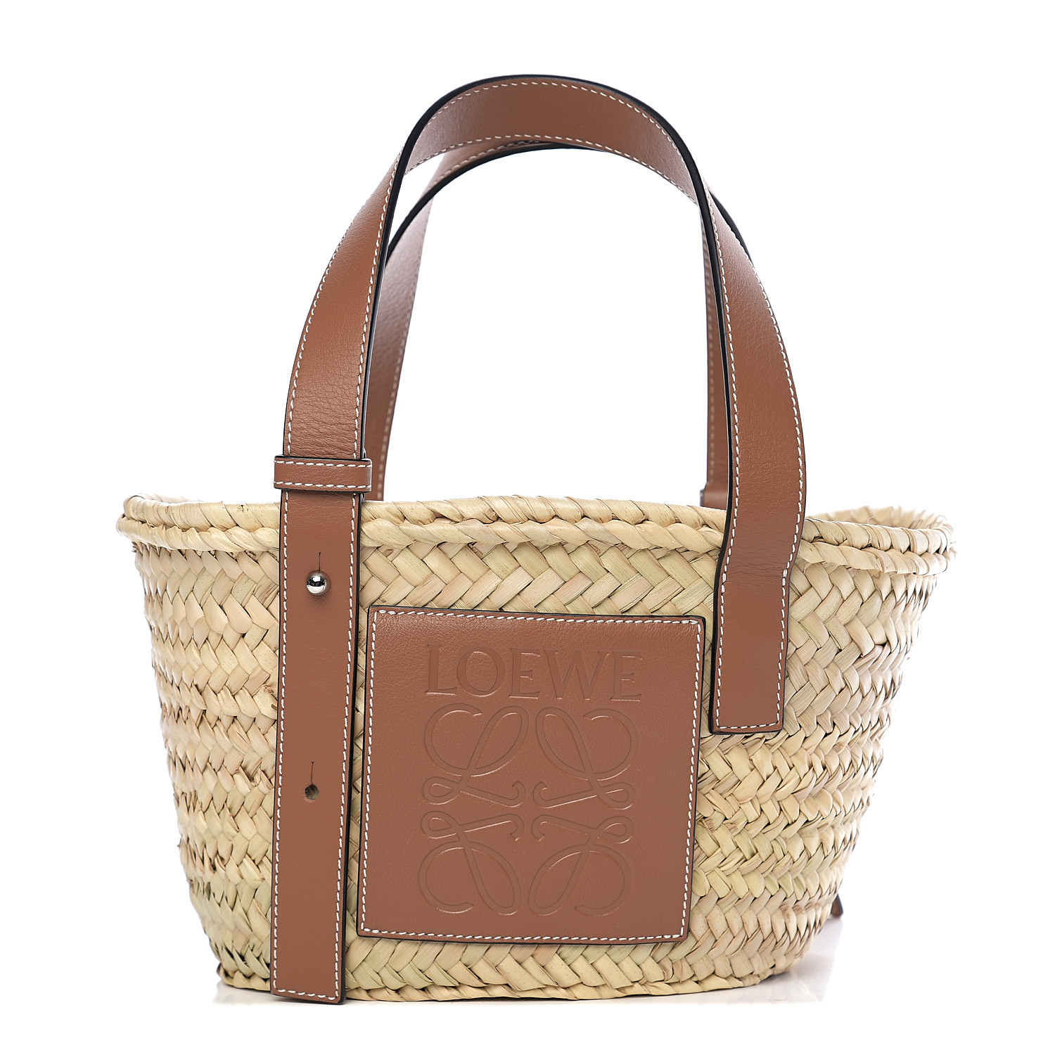 LOEWE Raffia Small Basket Tote Bag Natural Tan 556414