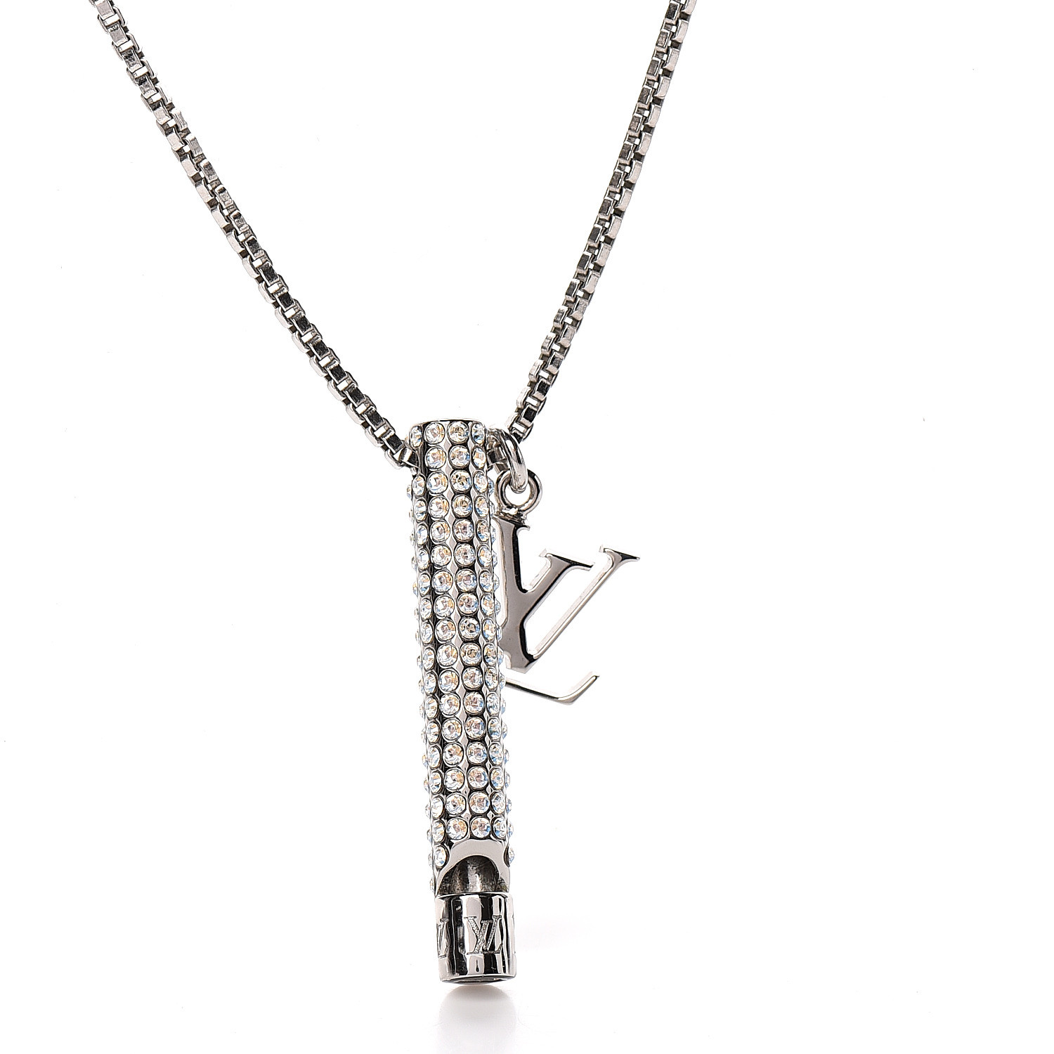 LOUIS VUITTON LV Whistle Chain Pendant Necklace Silver 560518