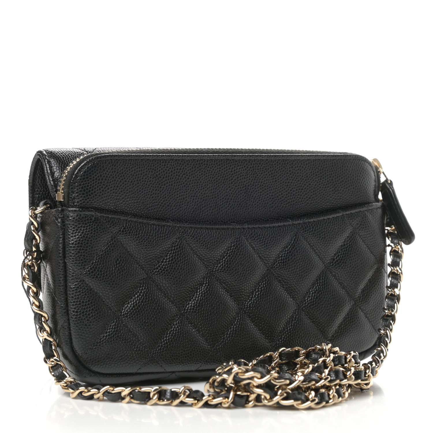 CHANEL Caviar Quilted Flap Phone Holder With Chain Black 766442 ...