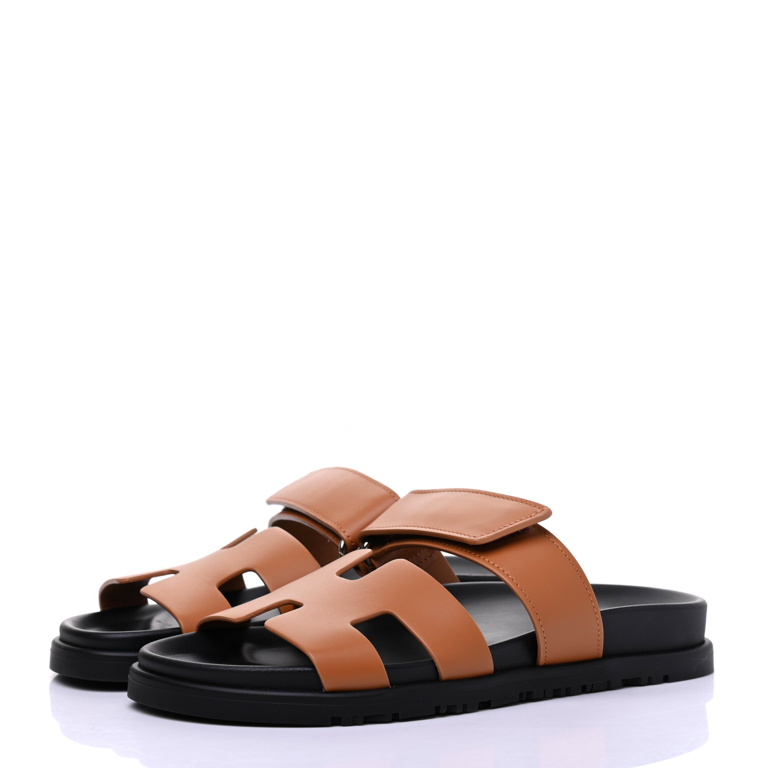 HERMES Calfskin Womens Chypre Sandals 36 Gold 764131 | FASHIONPHILE