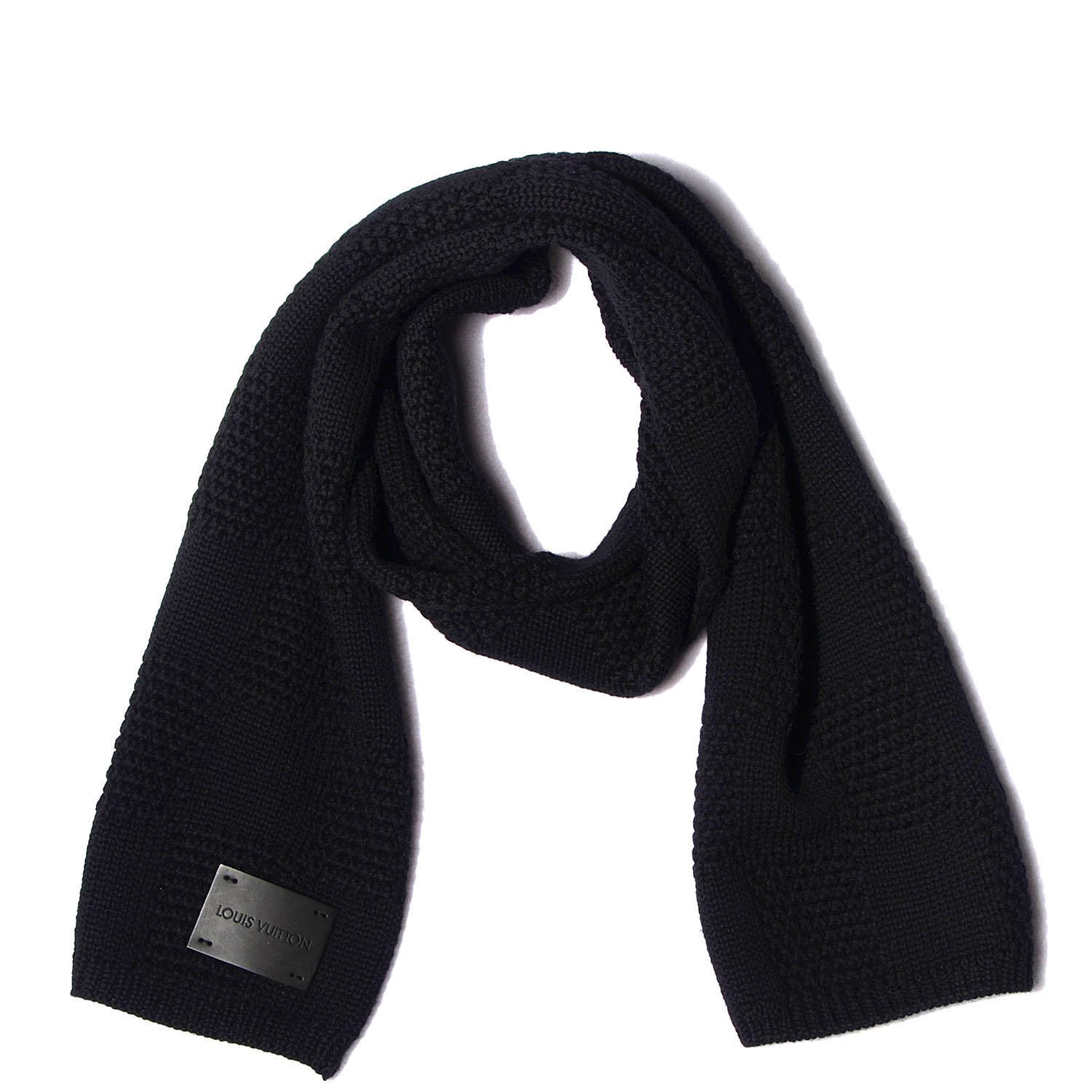 Louis Vuitton Black Knitted Damier 225006 Scarf/Wrap For Sale at