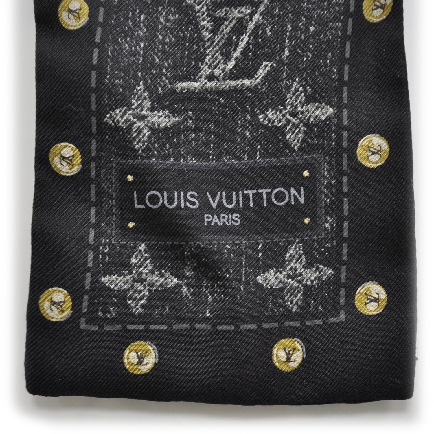 LOUIS VUITTON Silk Monogram New Denim Bandana Black 25630