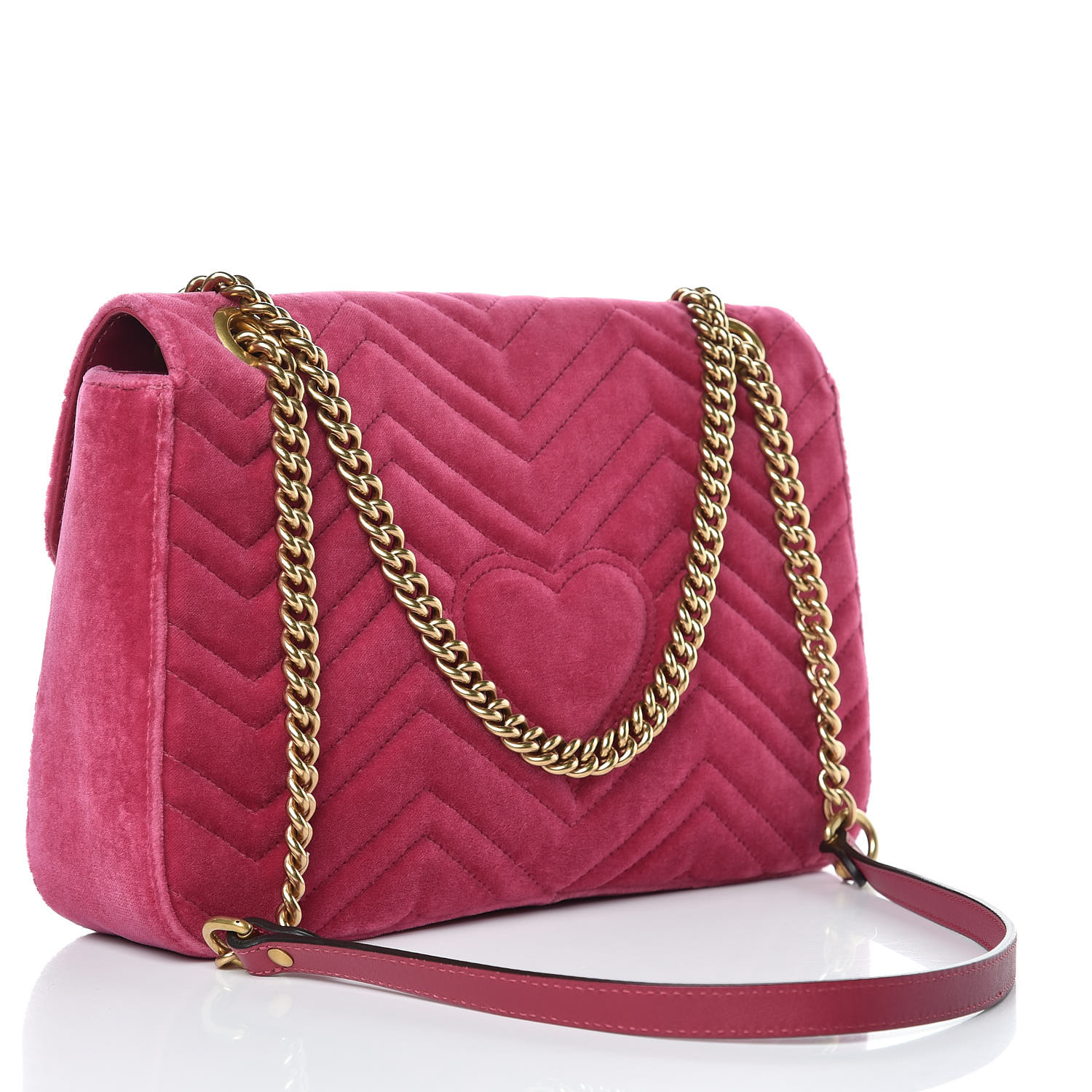 GUCCI Velvet Embroidered Medium Blind For Love Marmont Shoulder Bag Pink 396744