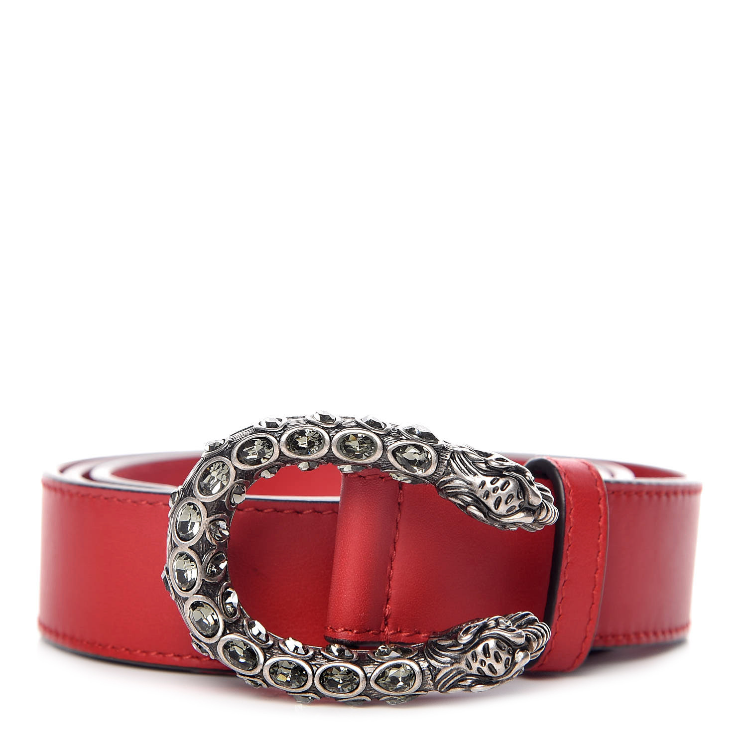 gucci leather belt with crystal dionysus buckle