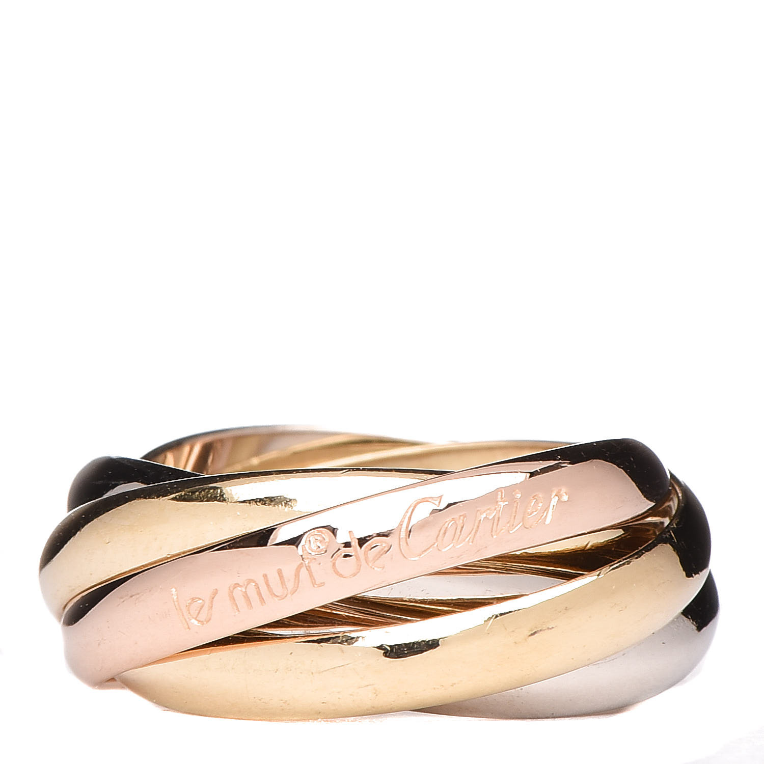 Cartier 18k Pink Yellow White Gold Les Must De Cartier Trinity 5 Band Ring 49 4 75 387719 Fashionphile