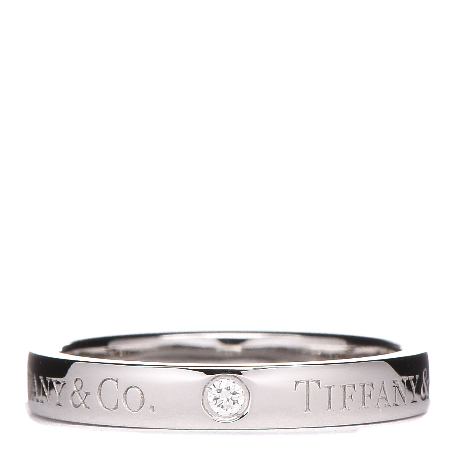 TIFFANY Platinum Diamond Logo Band Ring 