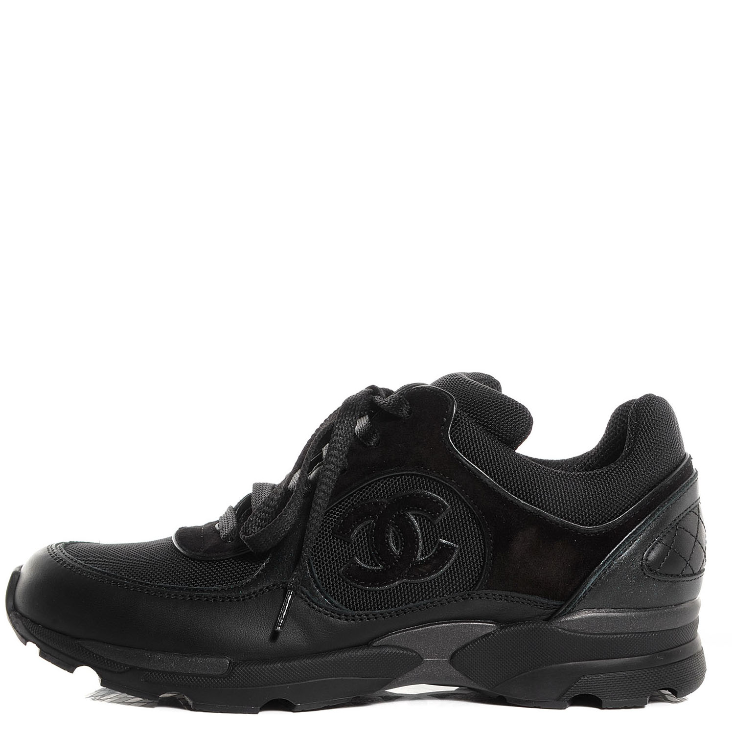 chanel black suede sneakers