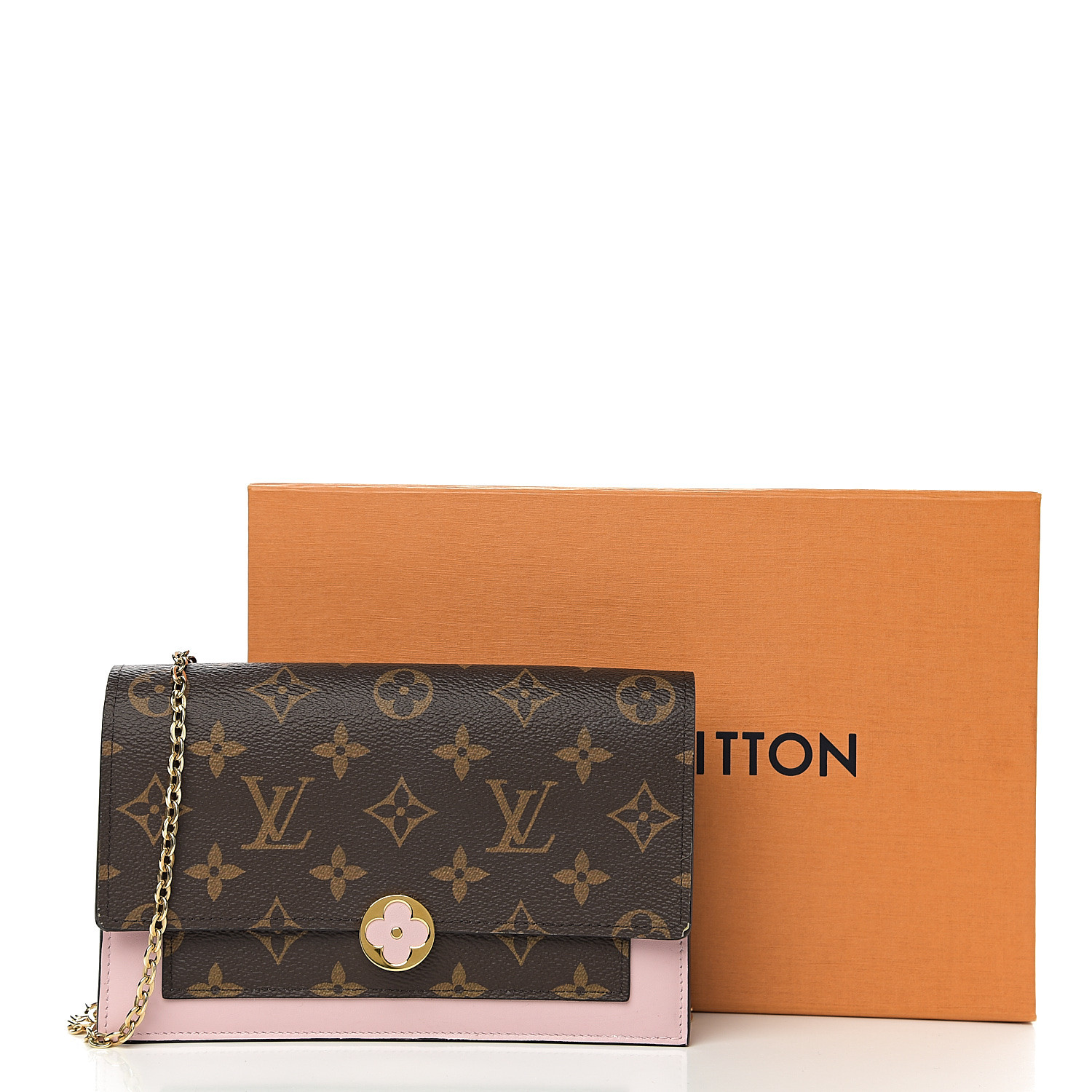 LOUIS VUITTON Monogram Flore Chain Wallet Rose Ballerine 547423