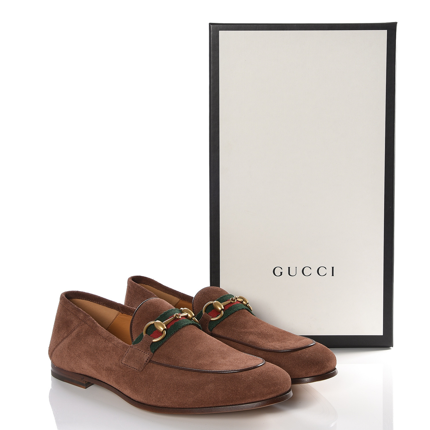gucci leather horsebit loafer with web