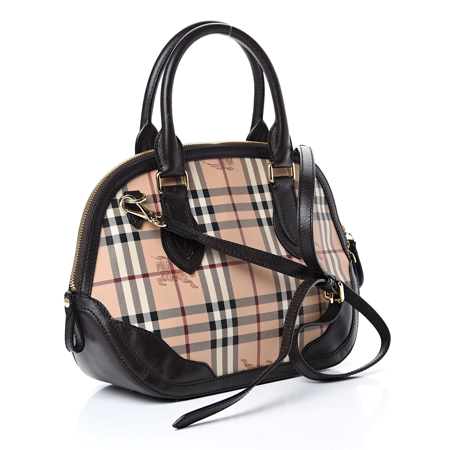 BURBERRY Haymarket Orchard Small Bowling Bag Chocolate 546812