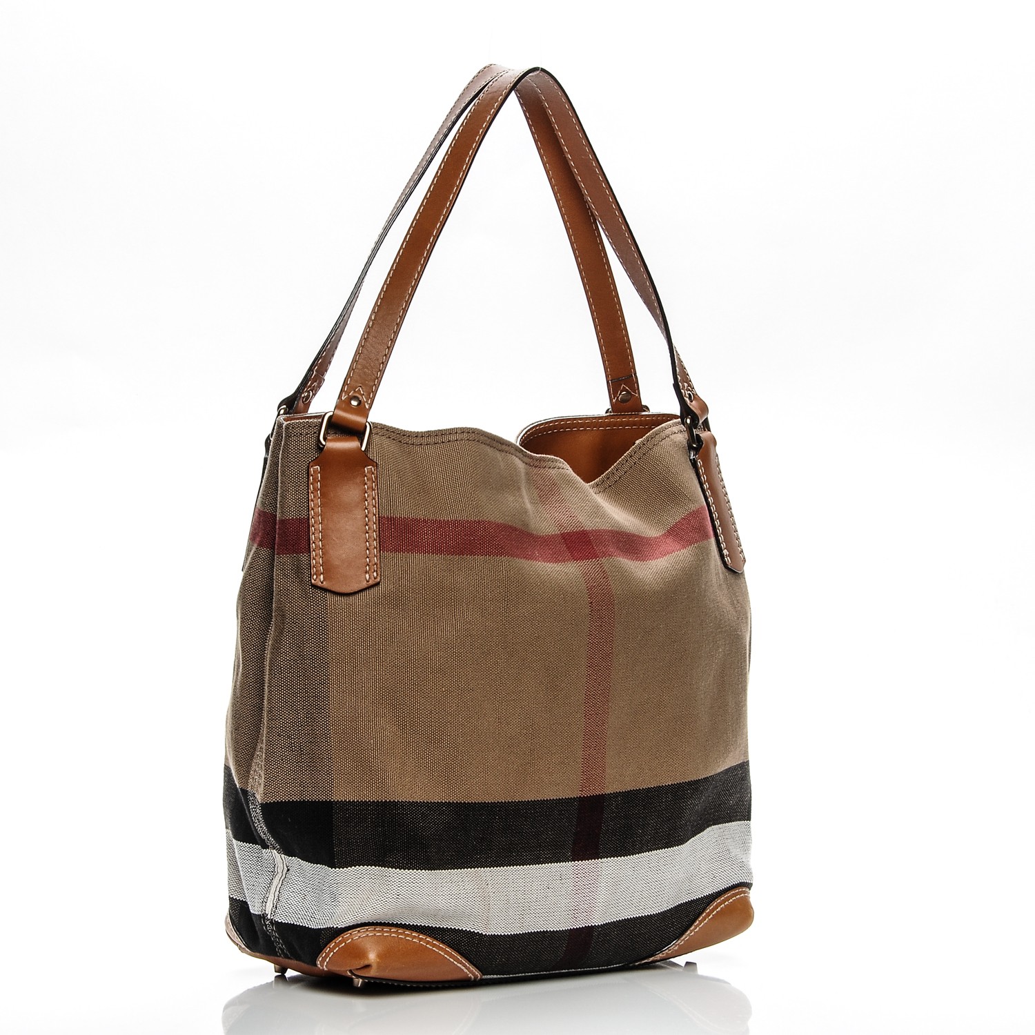 BURBERRY Canvas Mega Check Medium Maidstone Saddle Brown 194766 ...