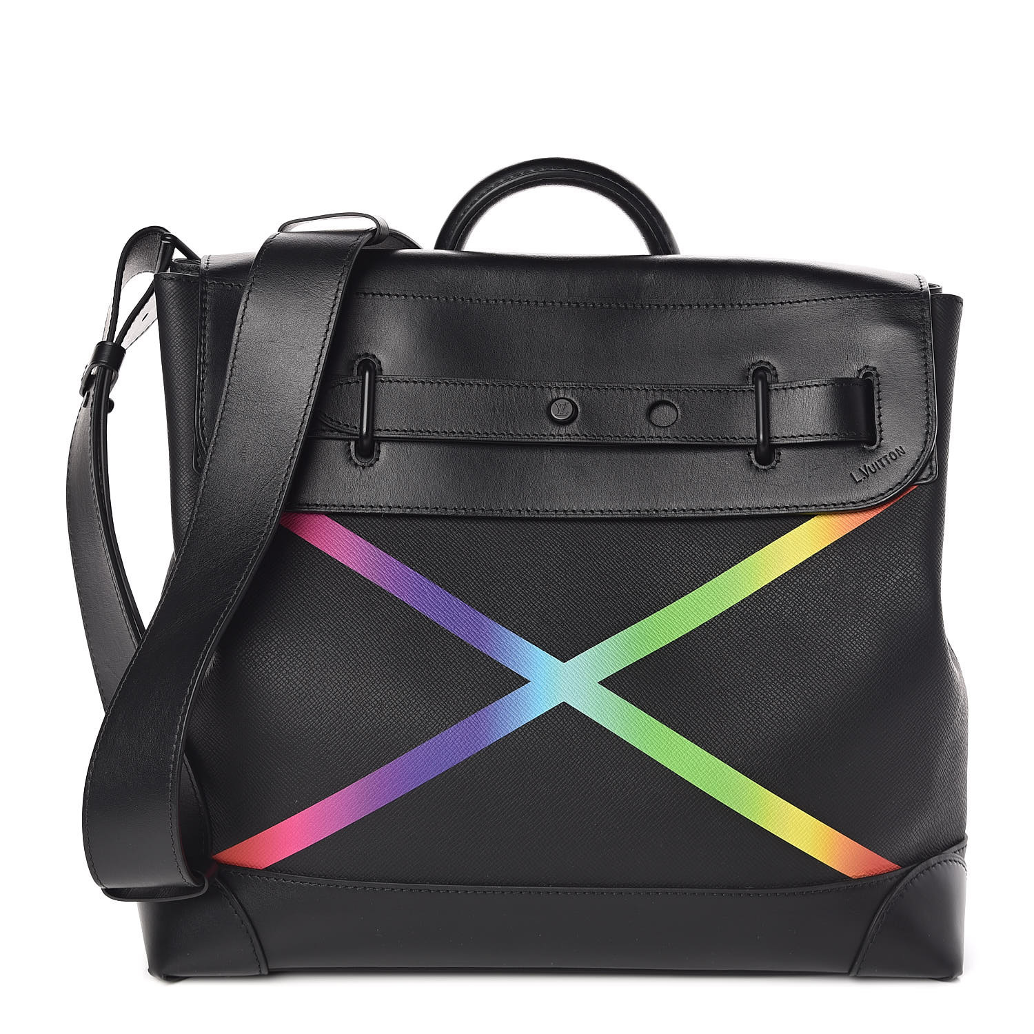 LOUIS VUITTON Taiga Steamer PM Black Rainbow 452551