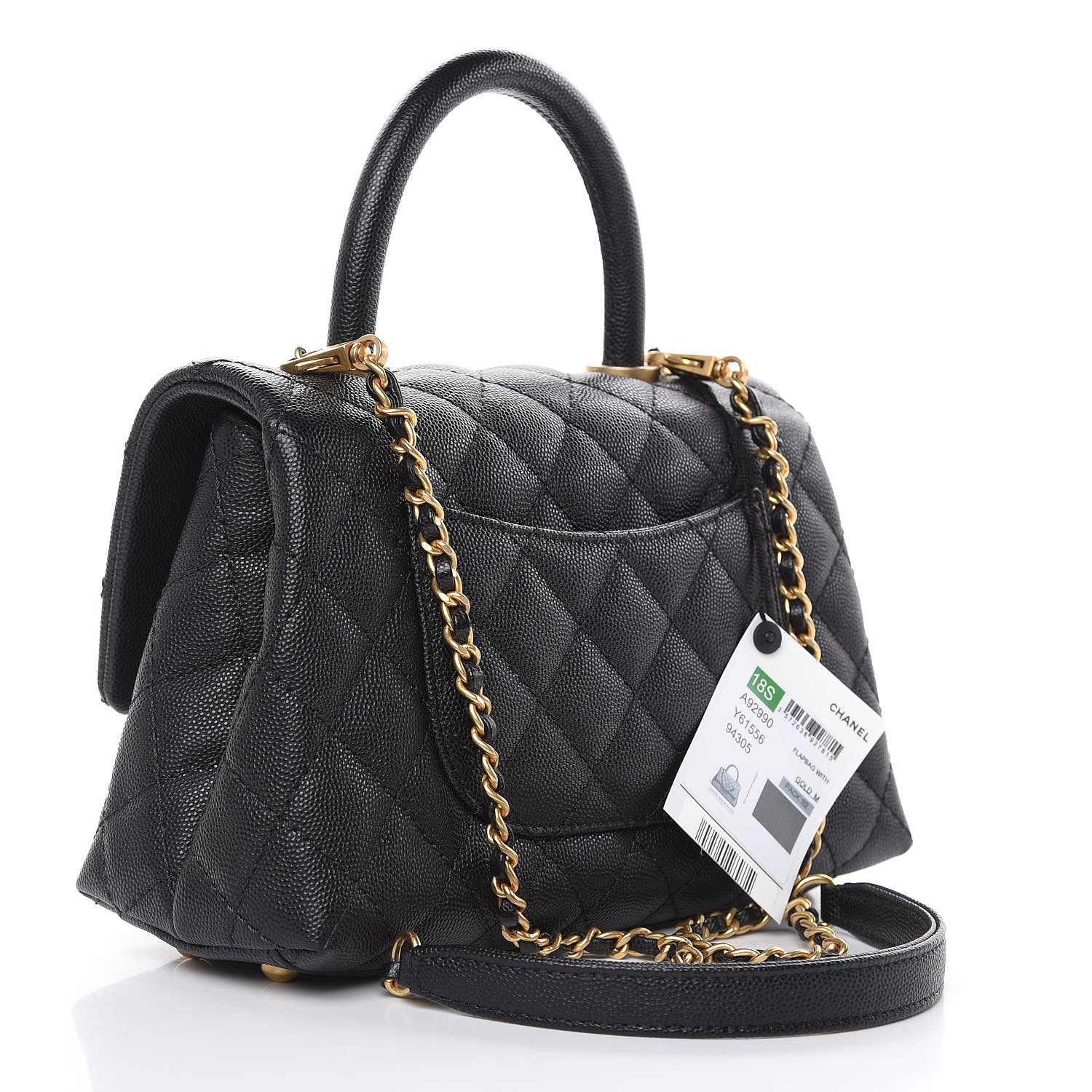 caviar quilted extra mini coco handle flap black