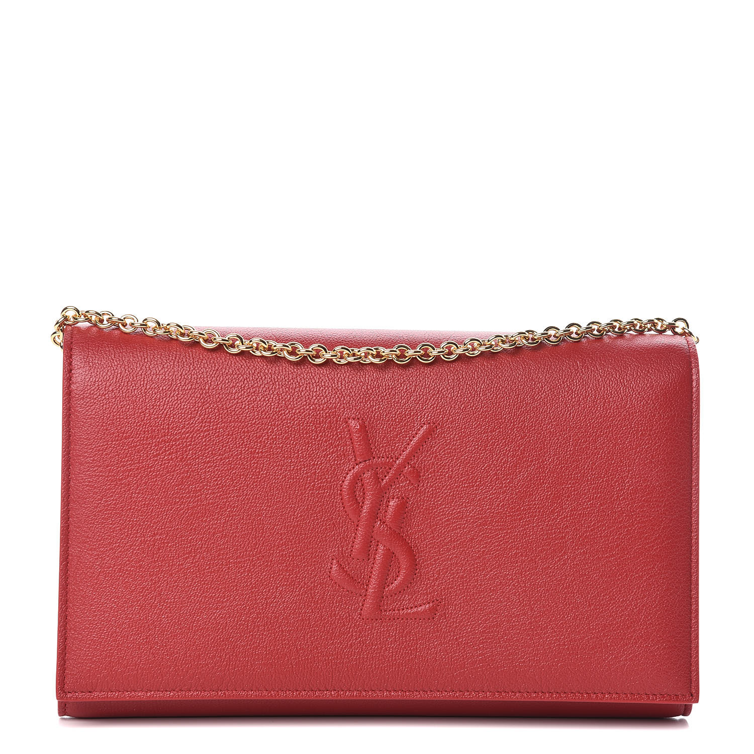 Saint Laurent Calfskin Belle De Jour Chain Clutch Rouge Orient Saint Laurent Calfskin Belle De Jour Chain Clutch Rouge Orient