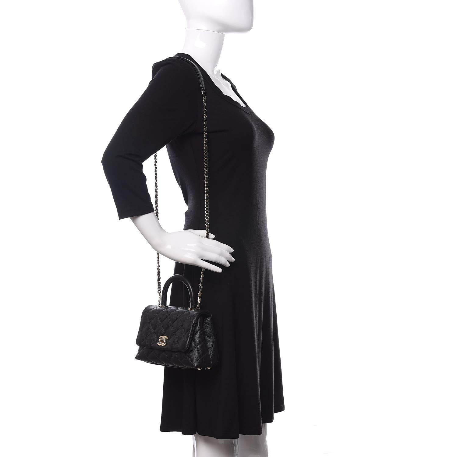 caviar quilted extra mini coco handle flap black