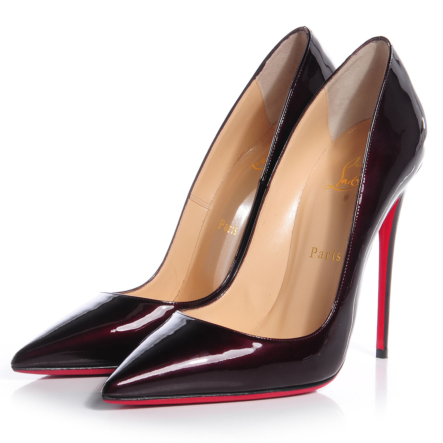 CHRISTIAN LOUBOUTIN Metal Patent So Kate 120 Pumps 39 Dark Burgundy 76756