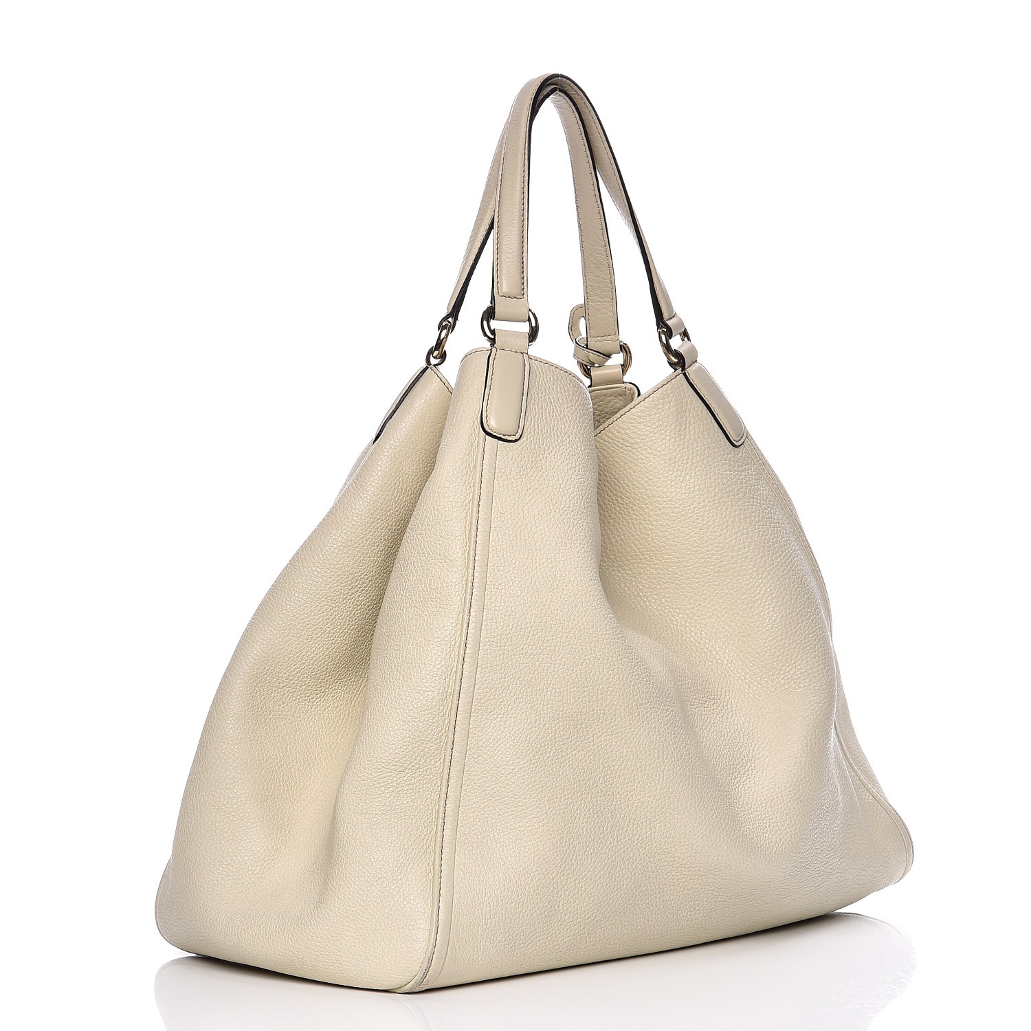 GUCCI Pebbled Calfskin Large Soho Shoulder Bag Off White 215393