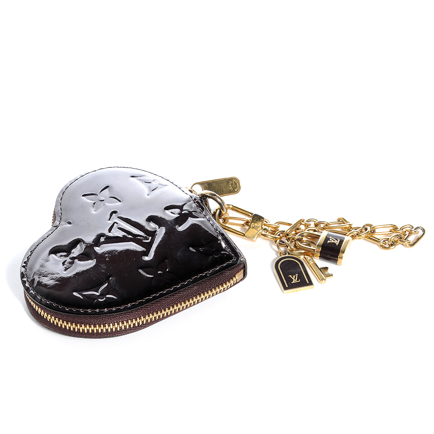 LOUIS VUITTON Vernis Heart Coin Purse Amarante 58526