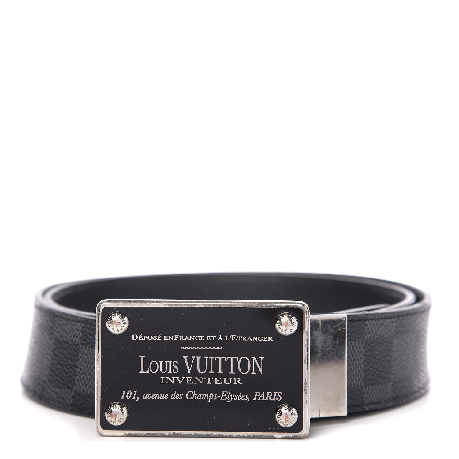 LOUIS VUITTON Damier Graphite 35mm LV Inventeur Reversible Belt 90 36 ...