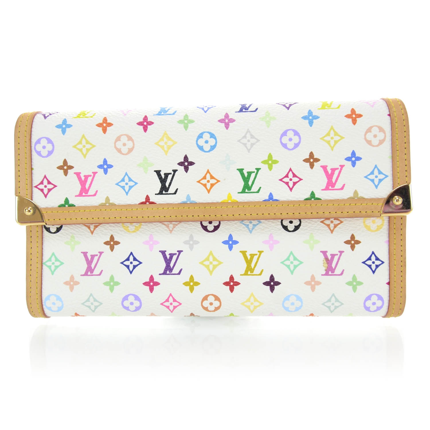 LOUIS VUITTON Multicolor Porte Tresor Wallet White 38964