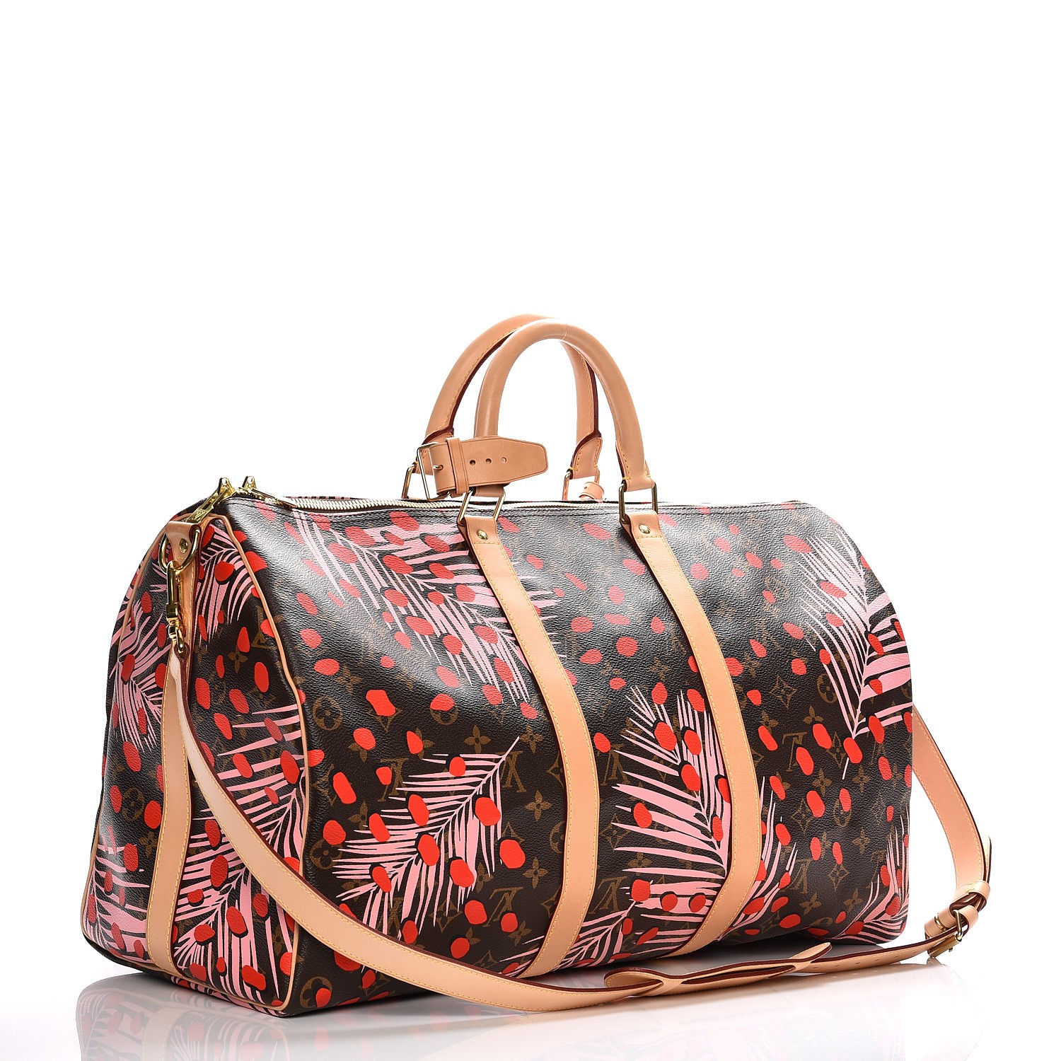 LOUIS VUITTON Monogram Jungle Keepall Bandouliere 50 Sugar Pink Poppy 217652