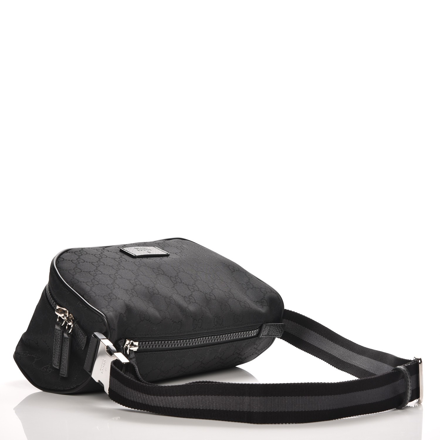 GUCCI Nylon Monogram Fanny Pack Belt Bag Black 211605