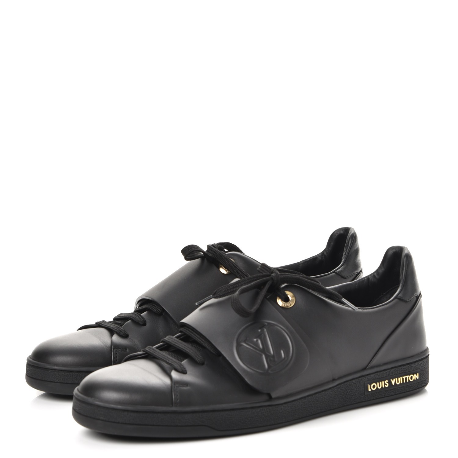 LOUIS VUITTON Calfskin Frontrow Sneakers 39 Black 243054