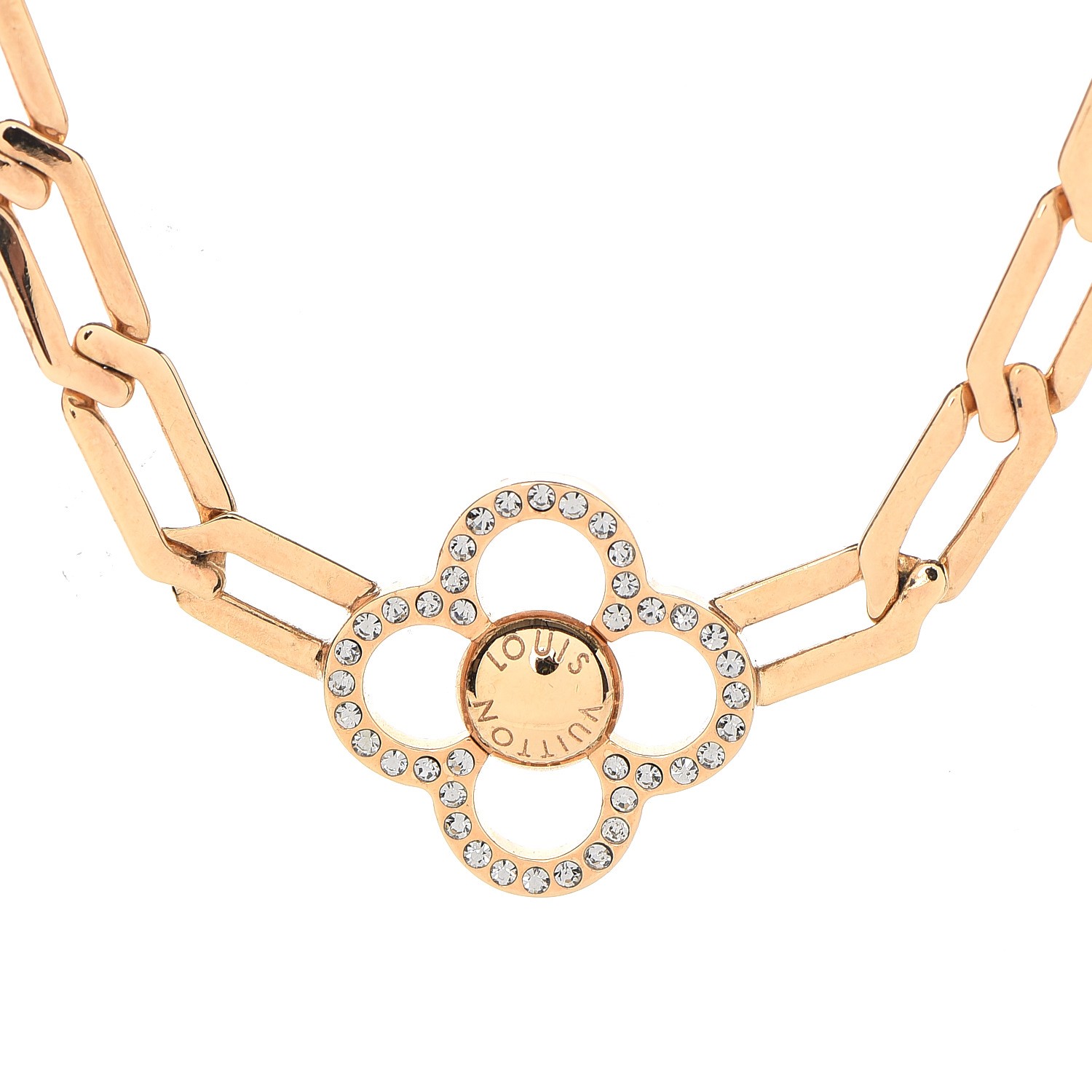 LOUIS VUITTON Swarovski Crystal Flower Power Necklace Gold 243095