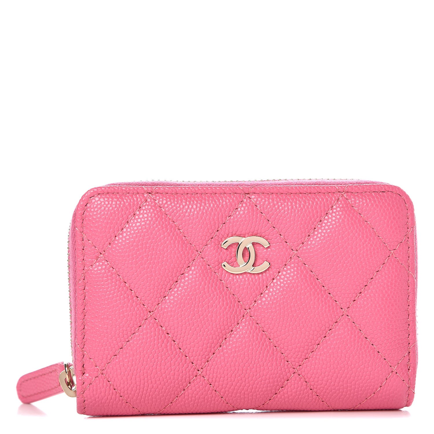 CHANEL Caviar Quilted Zip Coin Purse Pink 331770 | FASHIONPHILE
