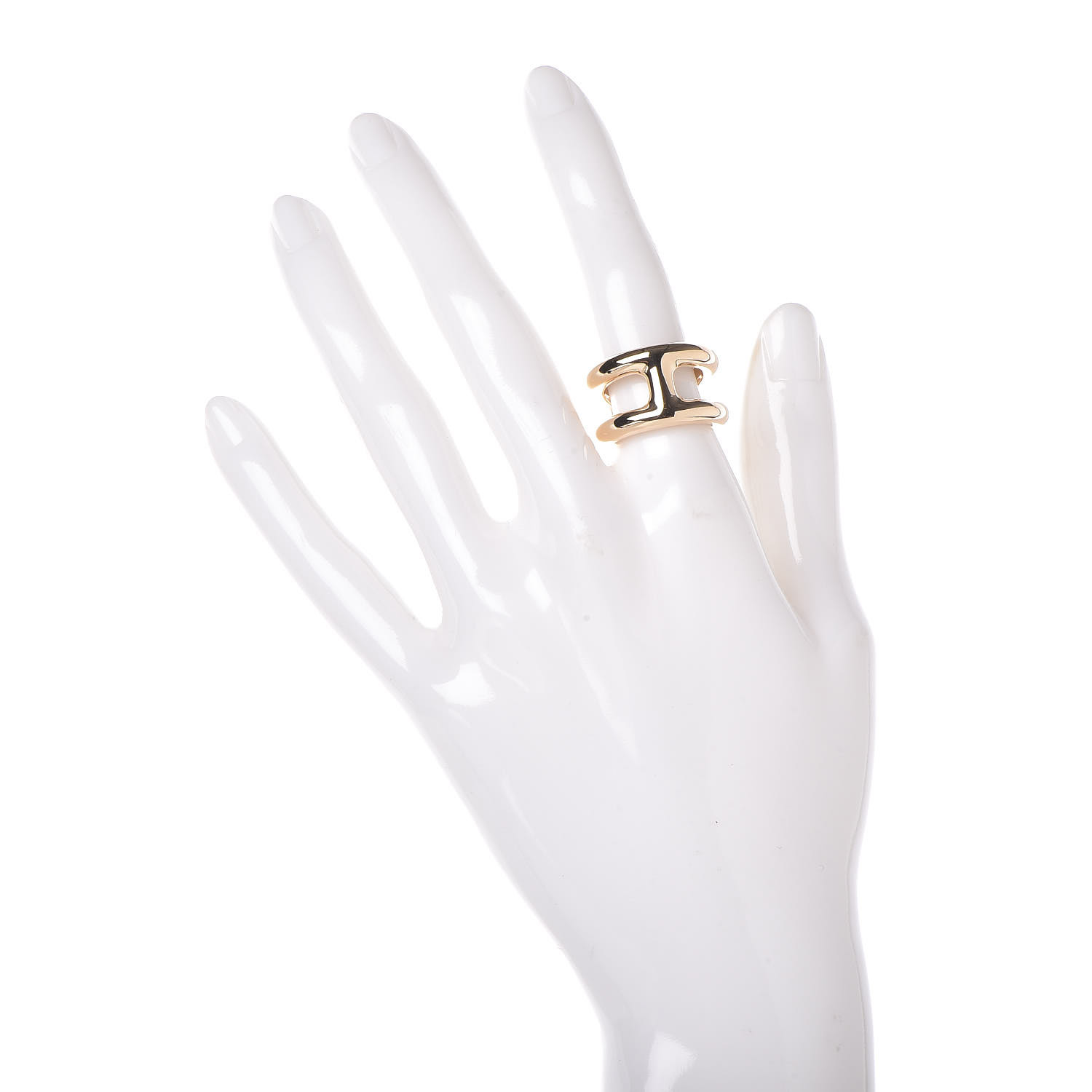 HERMES 18K Yellow Gold PM Osmose Ring 51 5.75 410056 | FASHIONPHILE