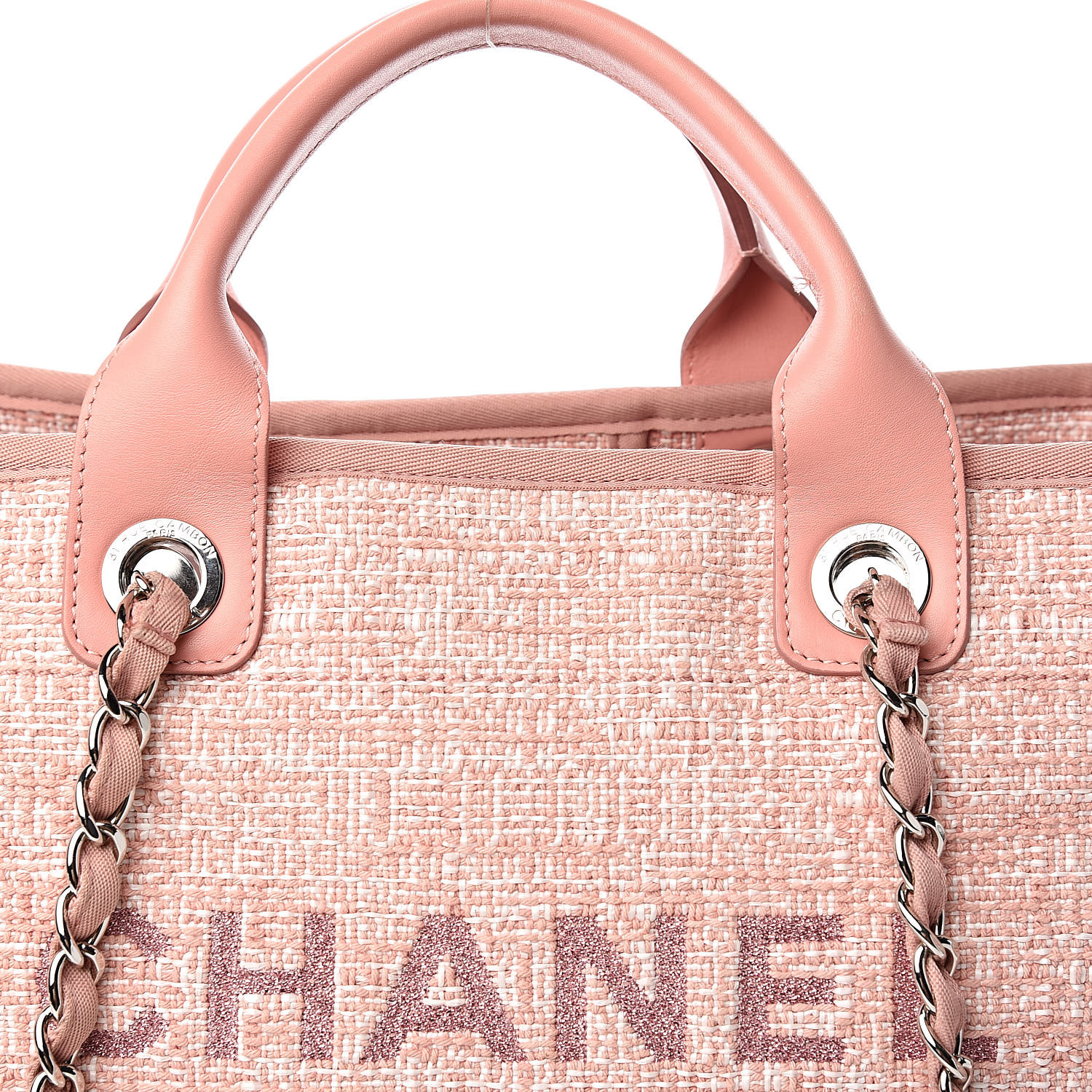 CHANEL Canvas Medium Deauville Tote Pink 530235