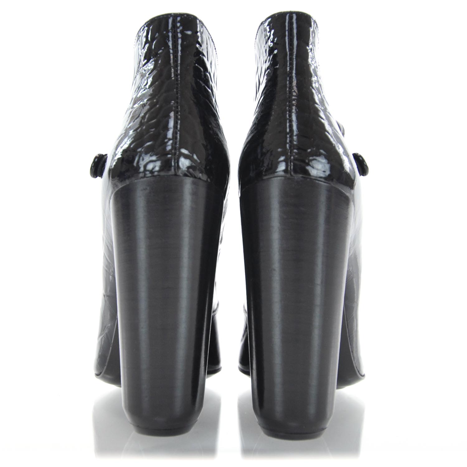 LOUIS VUITTON Crocodile Embossed Patent Leather Delft Cornelia Ankle Boots 35 Black 31186