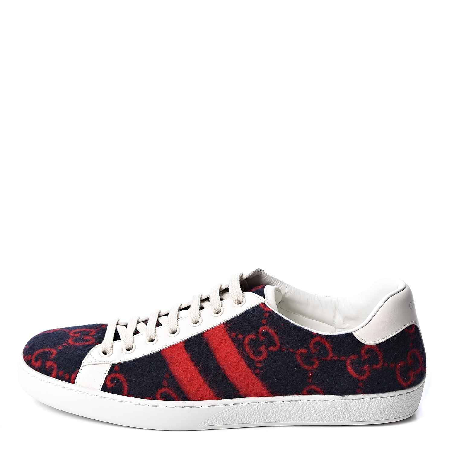 GUCCI Covered Wool Big GG Monogram Mens Sneaker 8.5 Blue Red 568713 ...