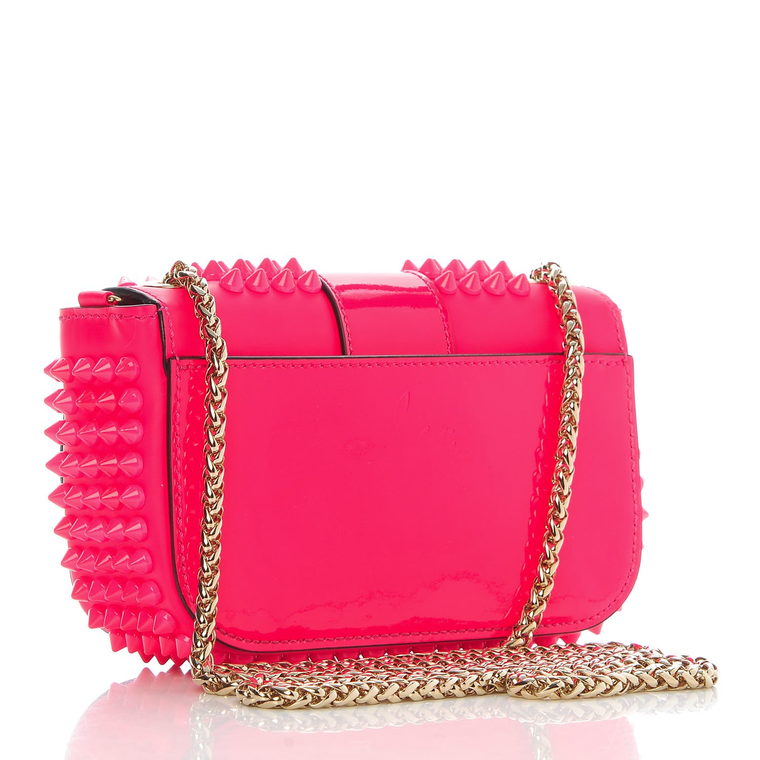 CHRISTIAN LOUBOUTIN Patent Spiked Sweety Charity Crossbody Bag Neon ...