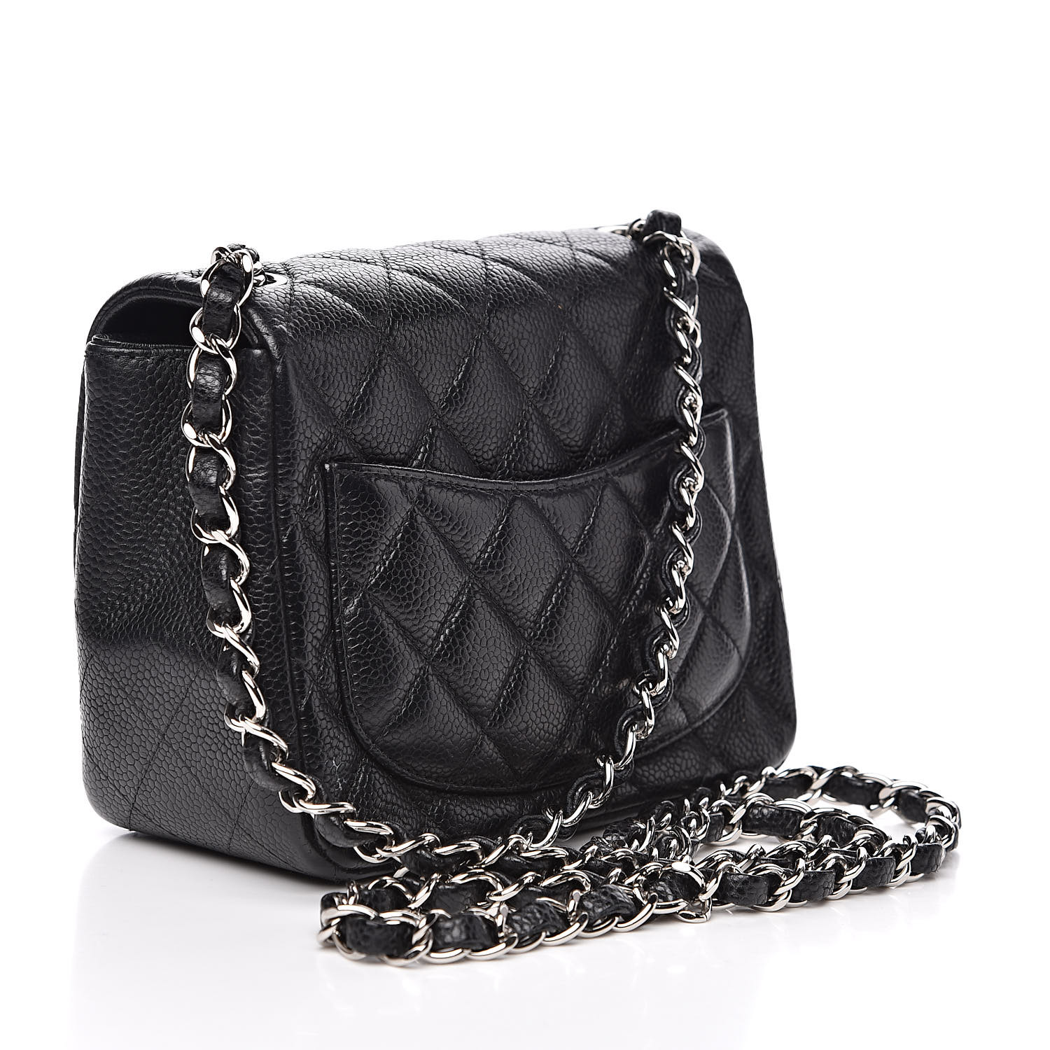chanel square mini black caviar