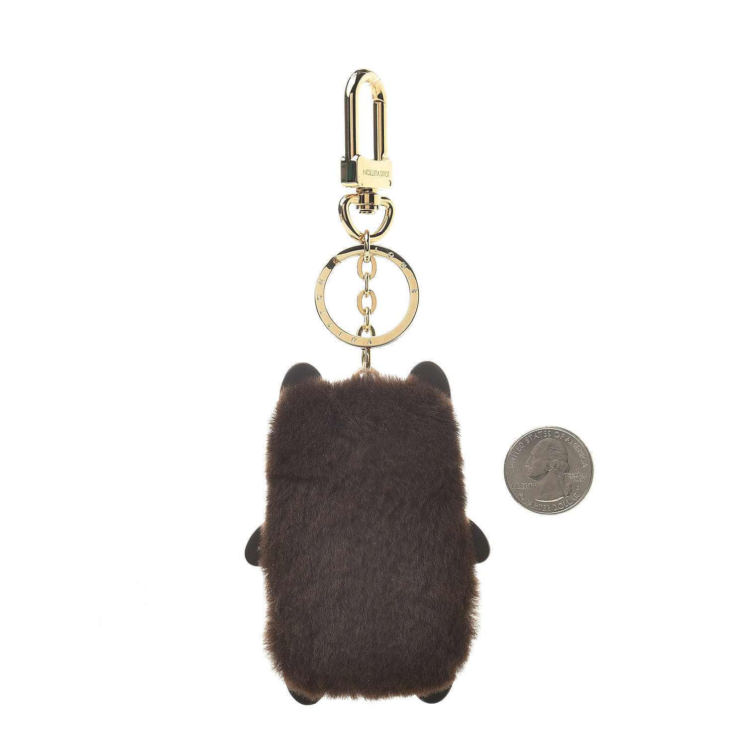 LOUIS VUITTON Wild Fur Monogram Eye-Trunk Bear Bag Charm 522833