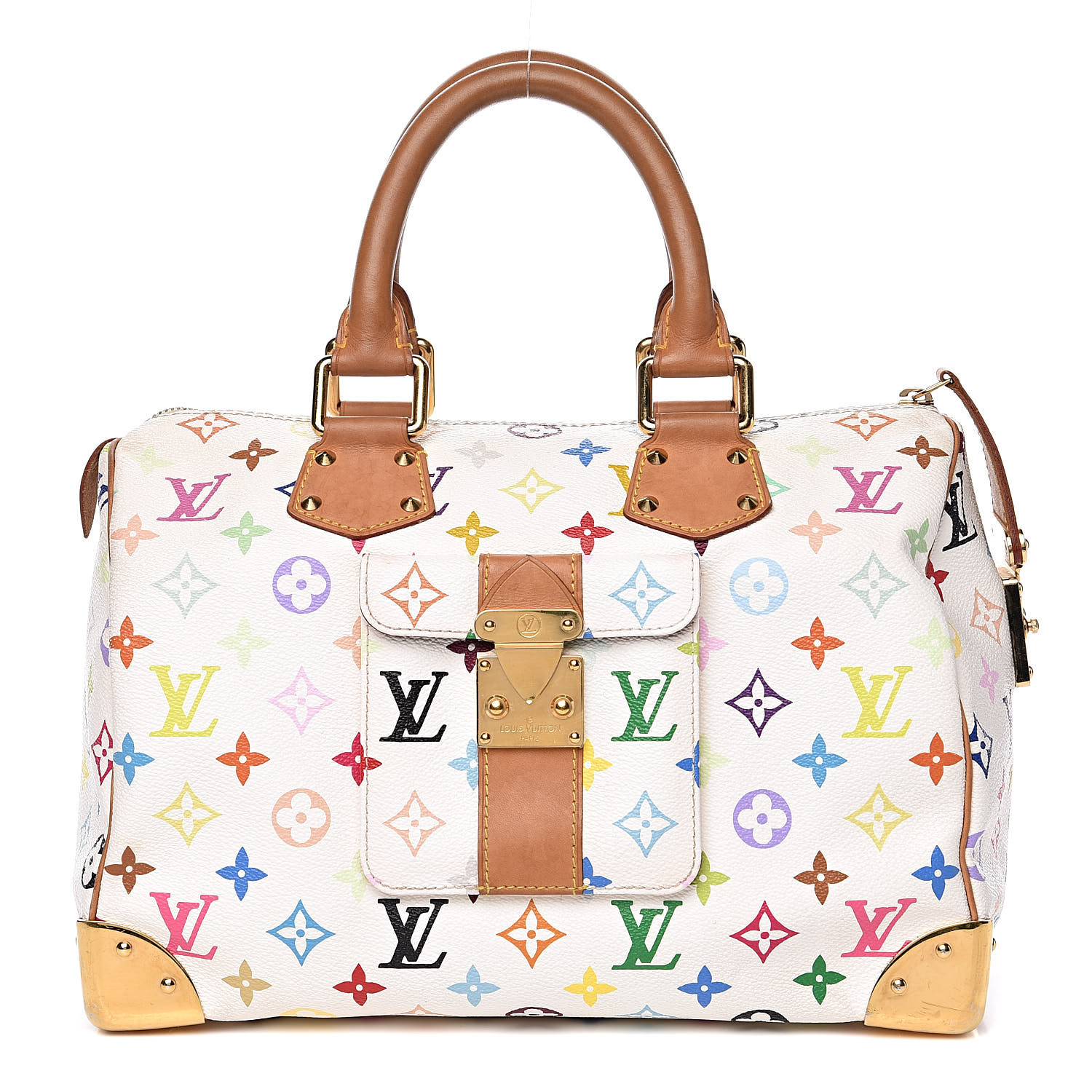 Authentic LOUIS VUITTON Monogram Multicolor Speedy 30 White M92643 LV