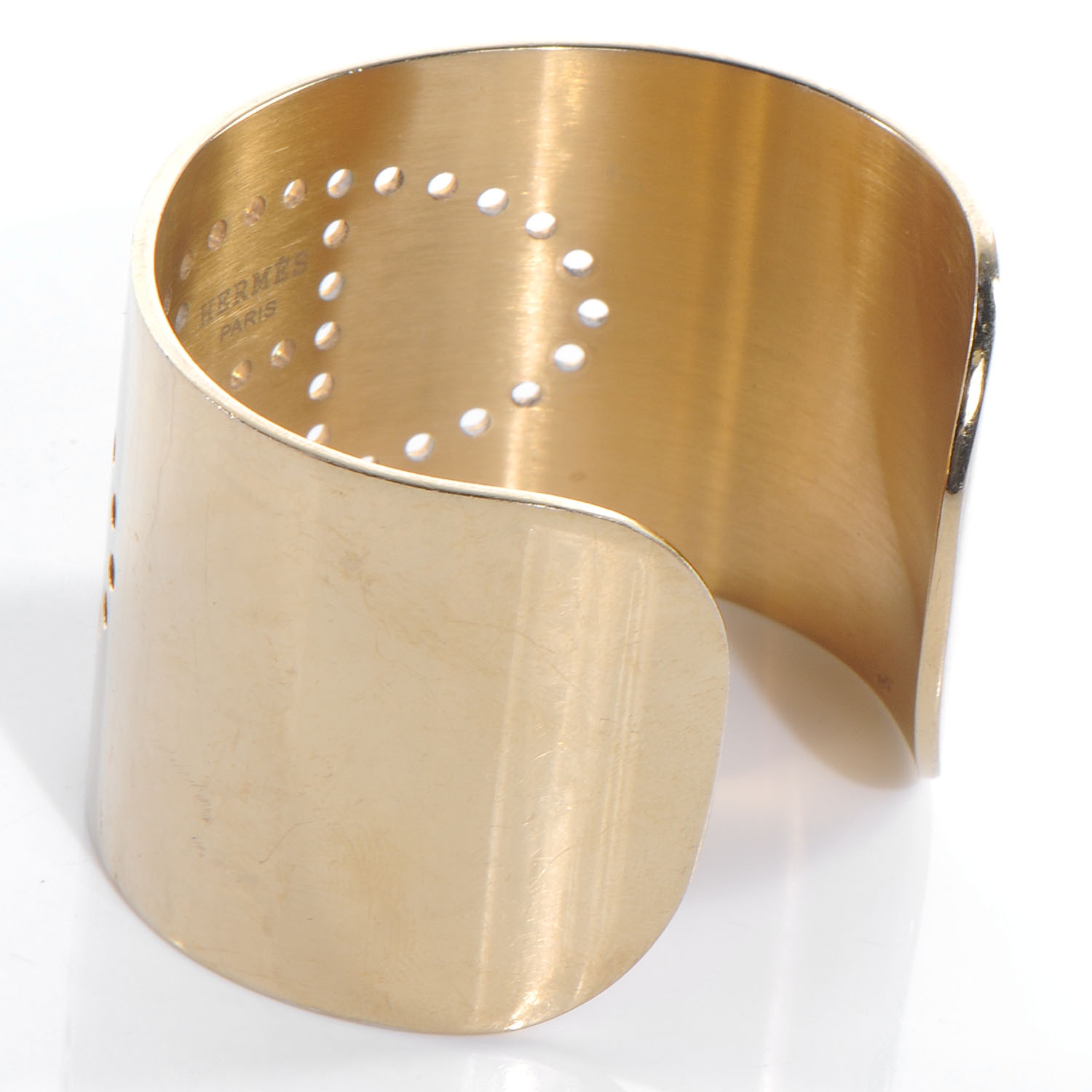 HERMES Permabrass Eclipse Cuff Gold 51819 | FASHIONPHILE