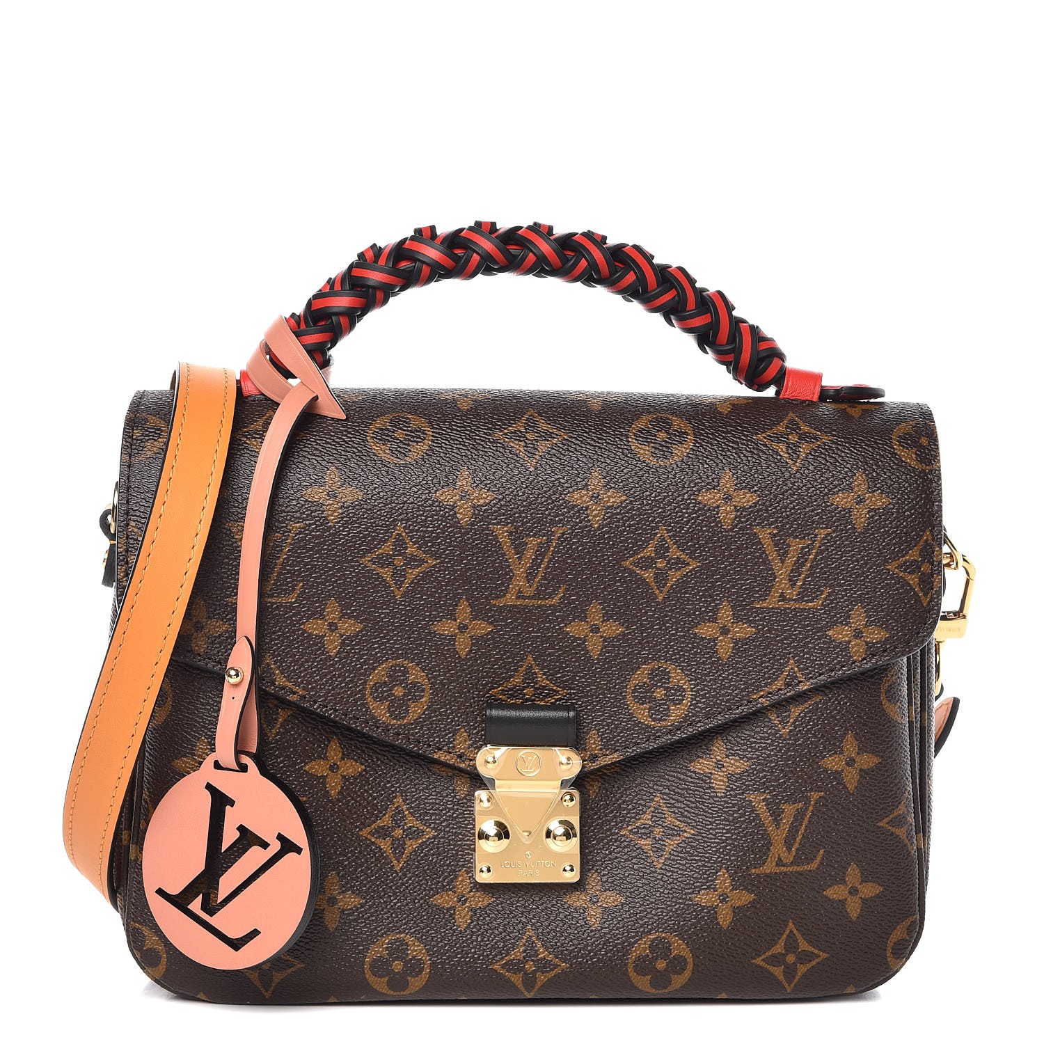 LOUIS VUITTON Monogram Braided Pochette Metis Coquelicot 296075