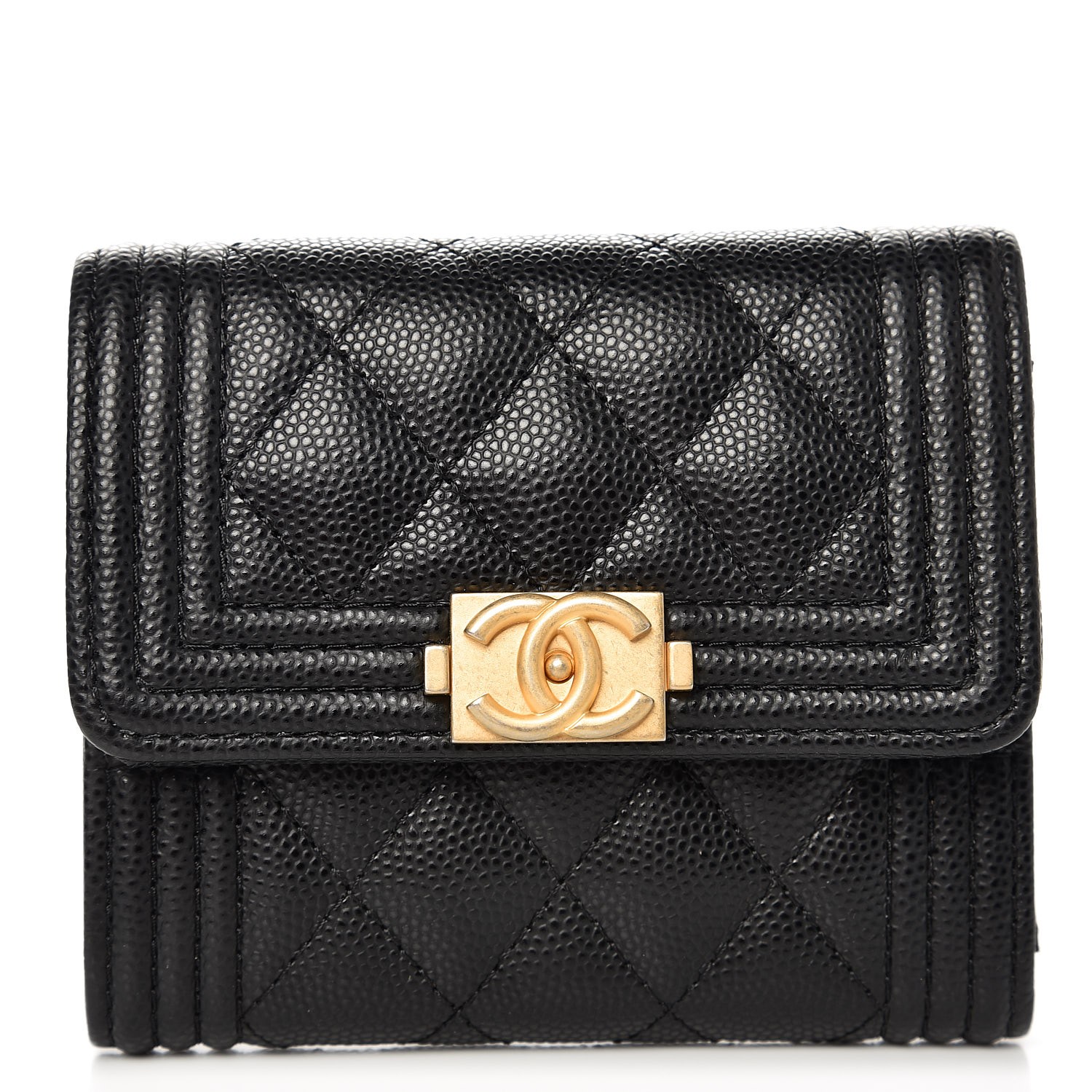 CHANEL Caviar Quilted Small Boy Flap Wallet Black 261852