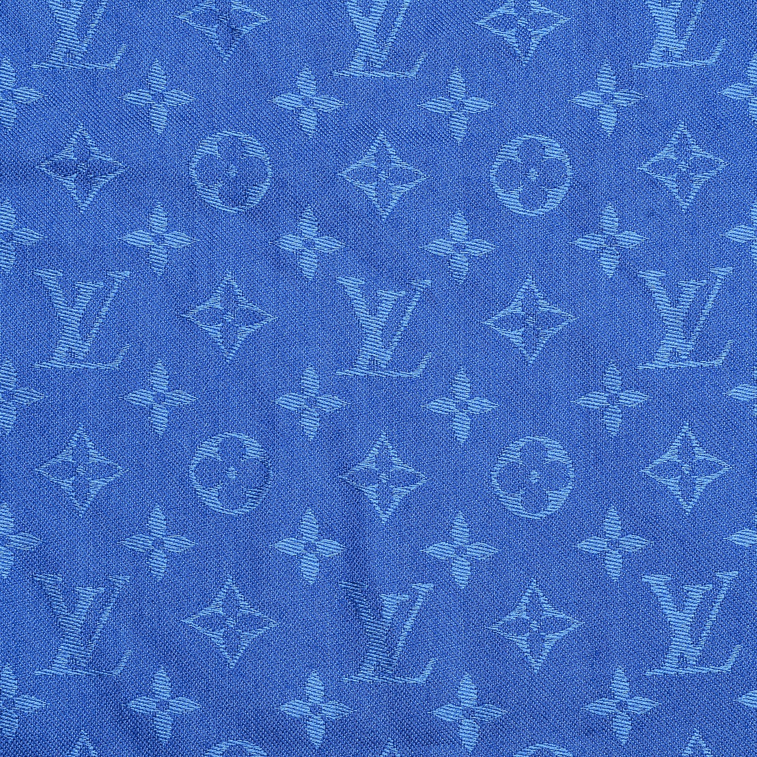 LOUIS VUITTON Silk Wool Monogram Shawl Blue 189771