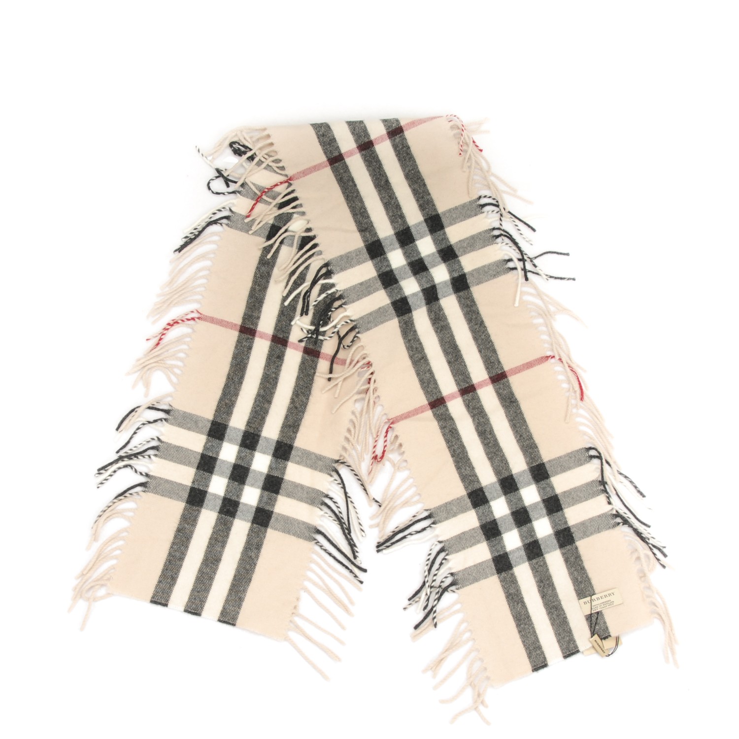 BURBERRY Cashmere House Check Fringe Scarf 167319
