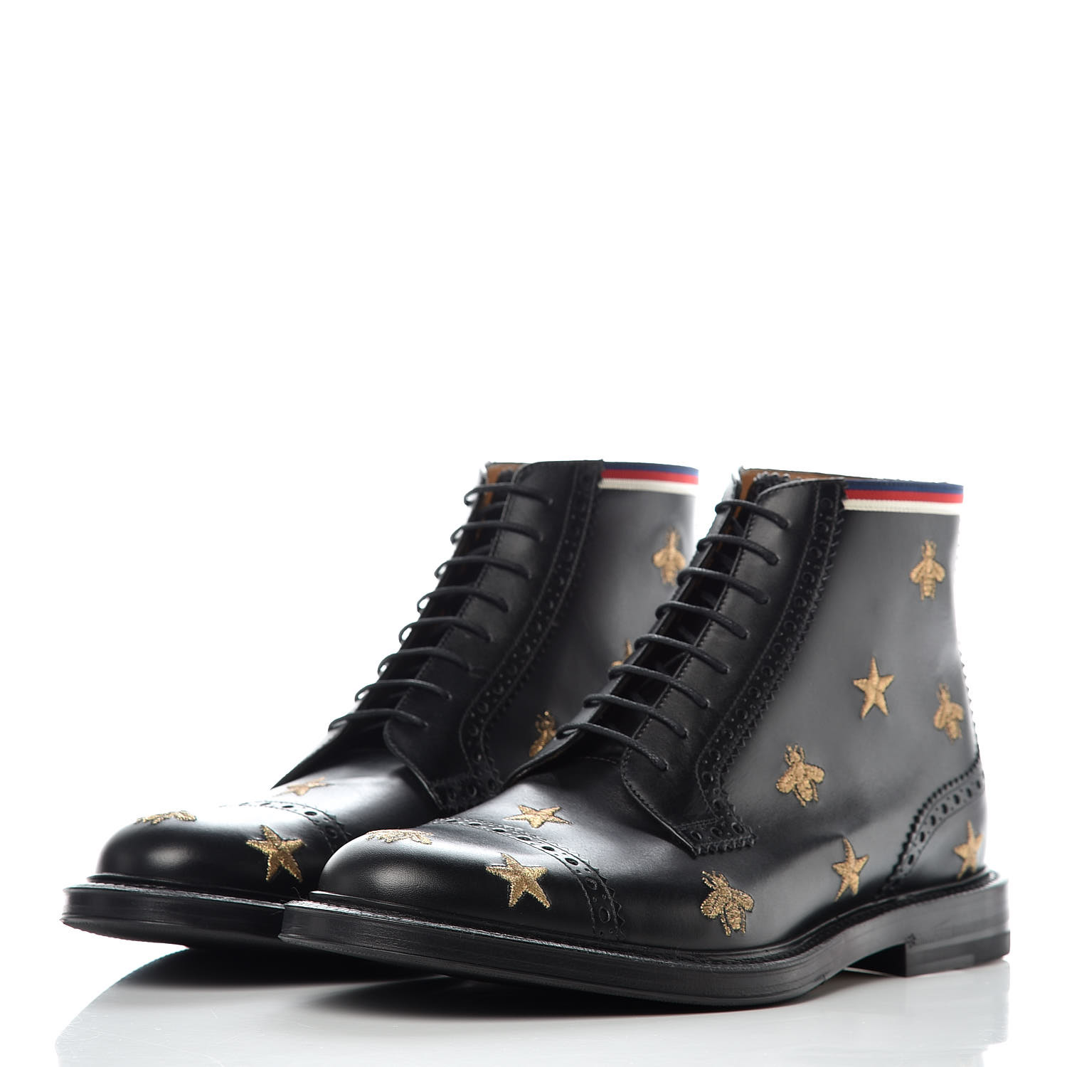 gucci star and bee embroidered boots