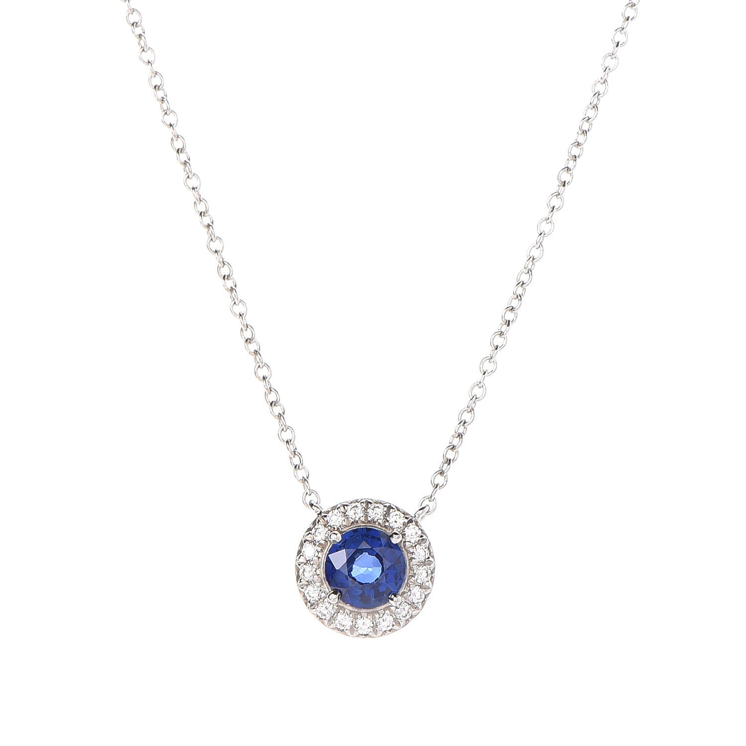 TIFFANY Platinum Diamond Sapphire Soleste Pendant Necklace 318725