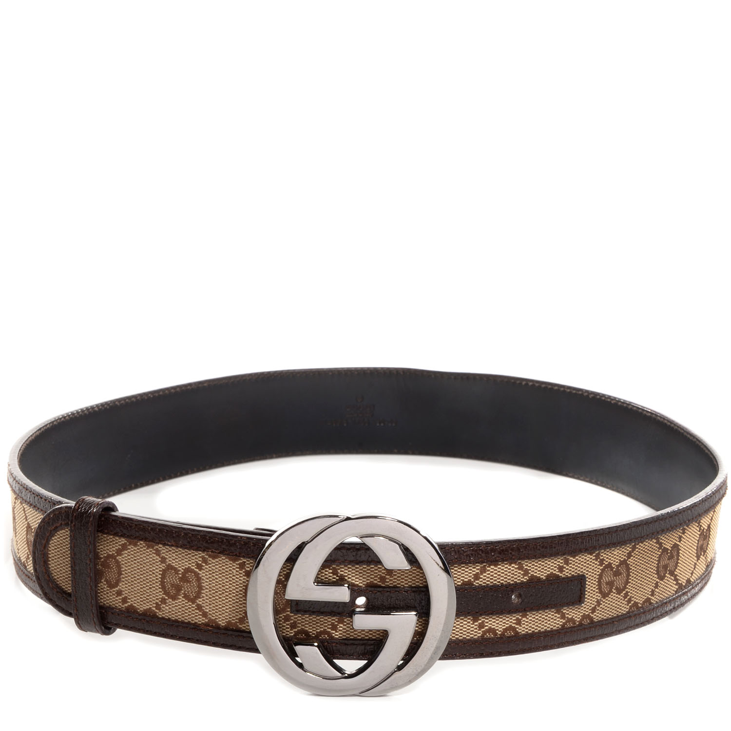 GUCCI Monogram GG Belt 80 32 Brown 72205