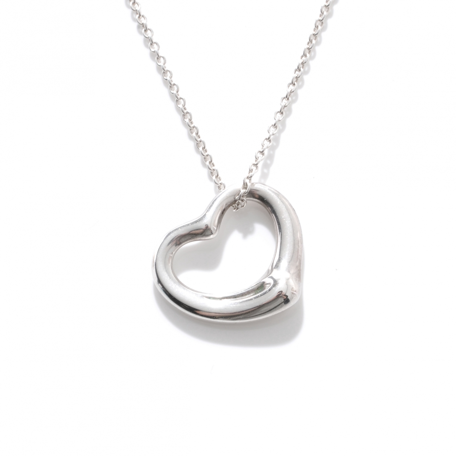 TIFFANY Sterling Silver Elsa Peretti Open Heart Pendant Necklace Medium