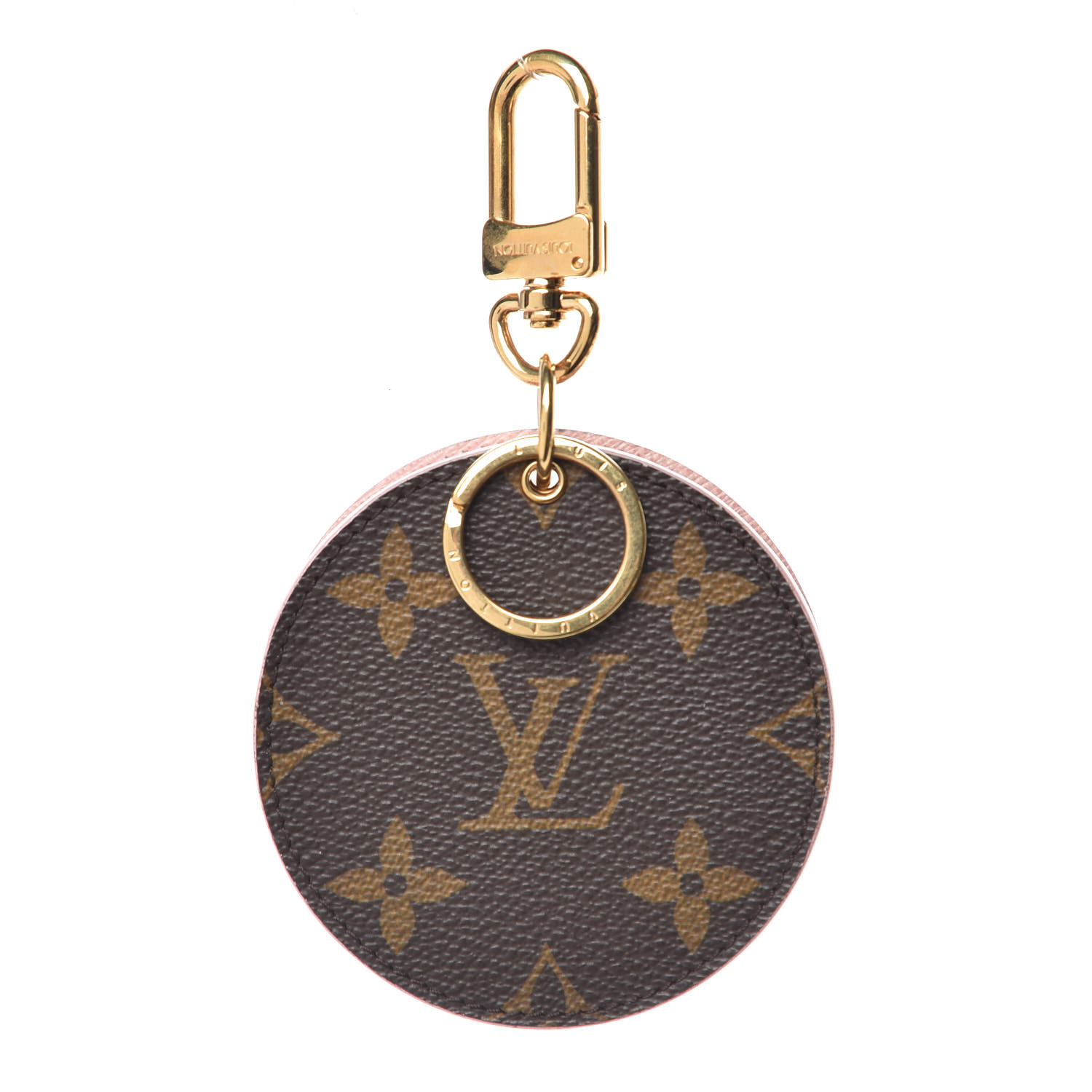 LOUIS VUITTON Monogram LV Mirror Bag Charm Key Holder Rose Ballerine 366408