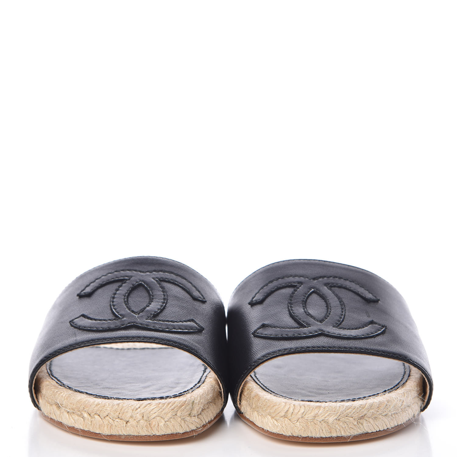 chanel cord and lambskin sandals black